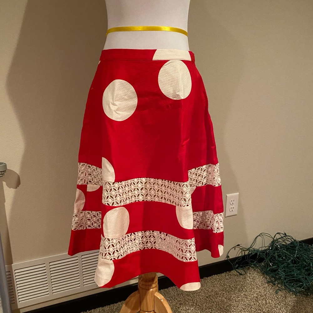 Tracy Reese Red and White polka dot skirt